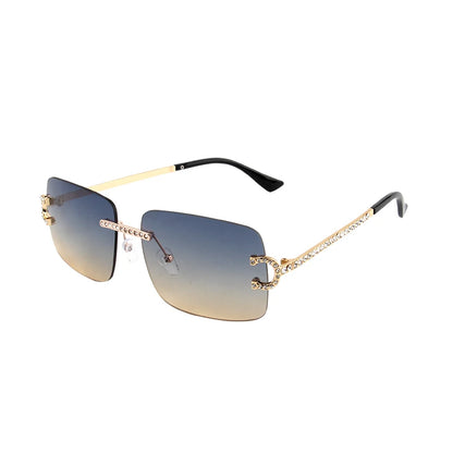 Fashion Rimless Square Sunglasses Vintage Diamond Brand Design Cut Lens Sun Glasses Men Women Metal Frame Luxury Eyewear