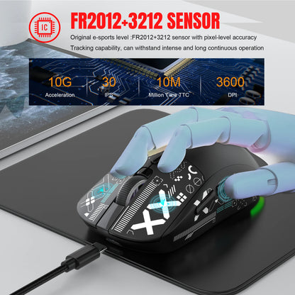 RGB Wireless Gaming Mouse With Charging Dock 3-Mode Connection Silent Buttons Long-Lasting Rechargeable Battery for PC Laptop
