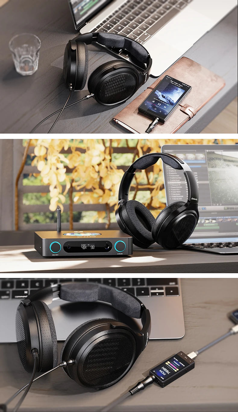 FiiO JT7 Planar Magnetic Over-Ear Audiophile Headphones – 95x86mm Driver, 4.4mm & 3.5mm Wired HiFi Headset