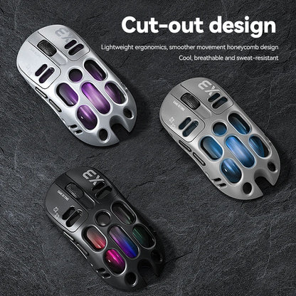 3-Mode Wireless Gaming Mouse with RGB Lighting, Lightweight Bluetooth Mouse, Rechargeable Esports Mouse for PC, Laptop & Gaming