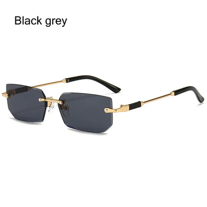 Trendy Rimless Sunglasses for Women Men Rectangle Fashion Shades Small Square UV400 Sun Glasses For Female Male Traveling Oculos