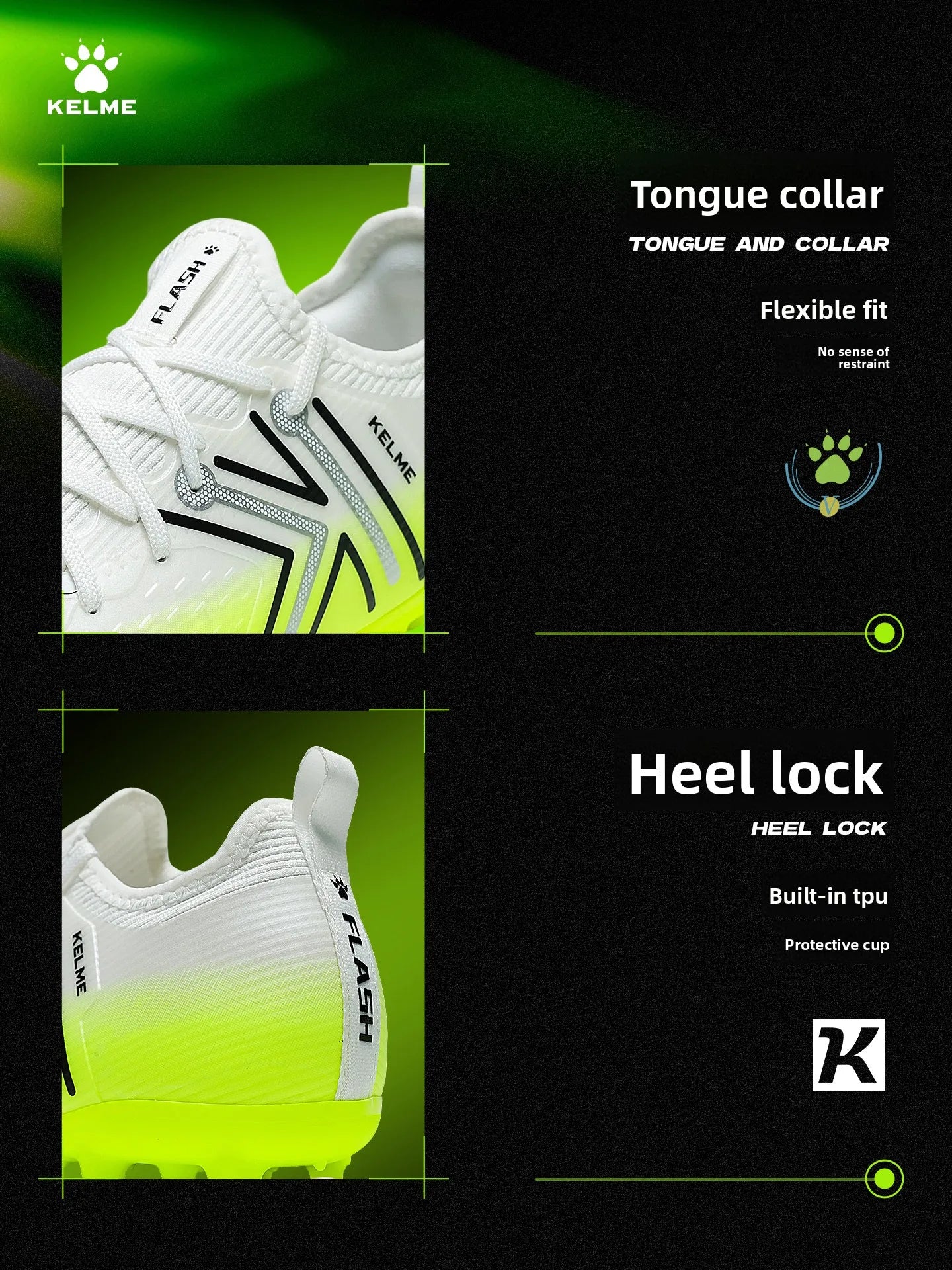 Kelme Men's Mg Soccer Cleats Indoor Short Studs Professional Match Football Boots Slip-resistant Training Turf Shoes