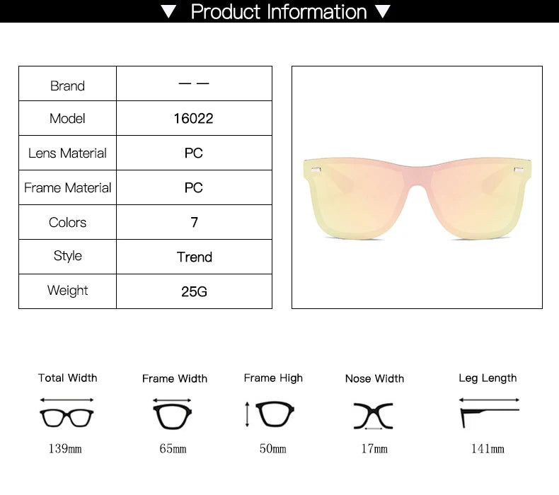 Luxury OverSized Glasses Women Anti-Reflective Mirror Sunglasses Square Plastic Eyeglasses