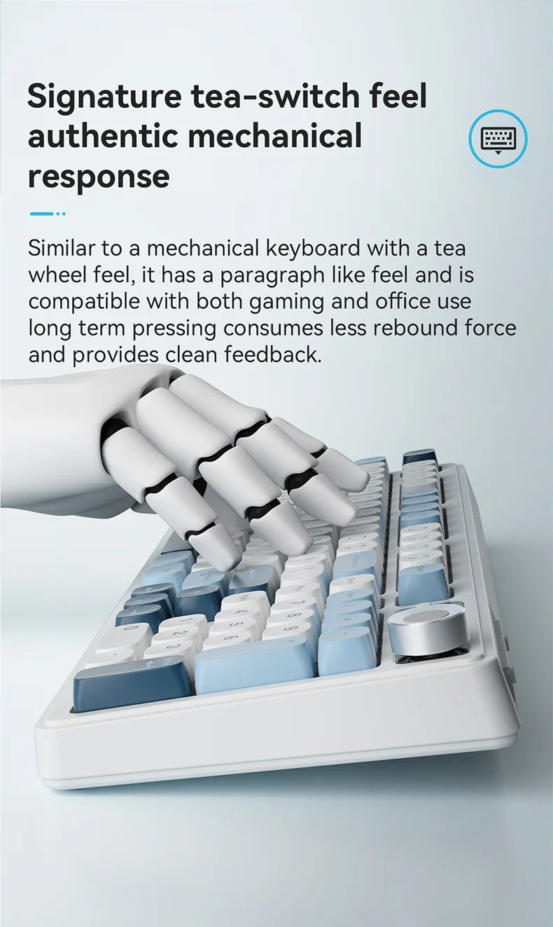 Teclado AJAZZ AF98 com/sem fios, sensação mecânica, para escritório, bateria de longa duração, três modos, iluminação mista RGB, teclas em ABS, ergonómico