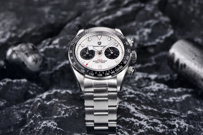 PAGANI DESIGN ‘Panda’ Men’s Watch – Luxury quartz chronograph, water-resistant, sapphire crystal with anti-reflective coating, luminescent sports watch