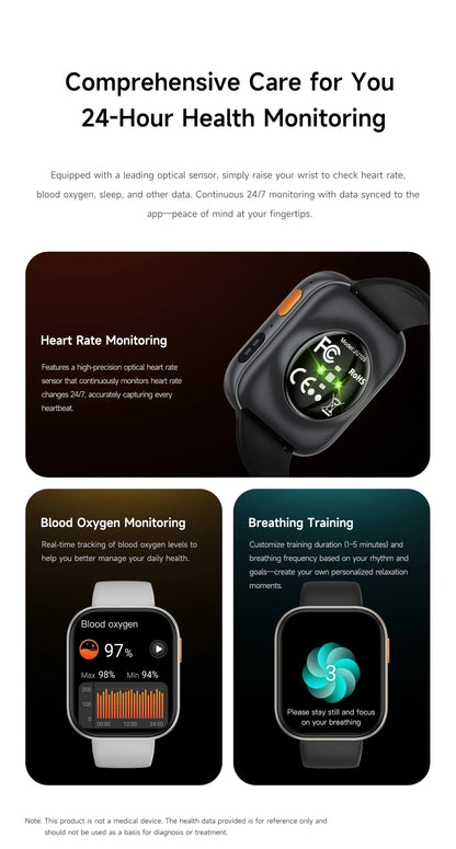 New 1000mAh Battery Smart Watch Women Heart Rate Sleep Monitoring Bluetooth Call IP68 Waterproof Smartwatch Men For Android IOS