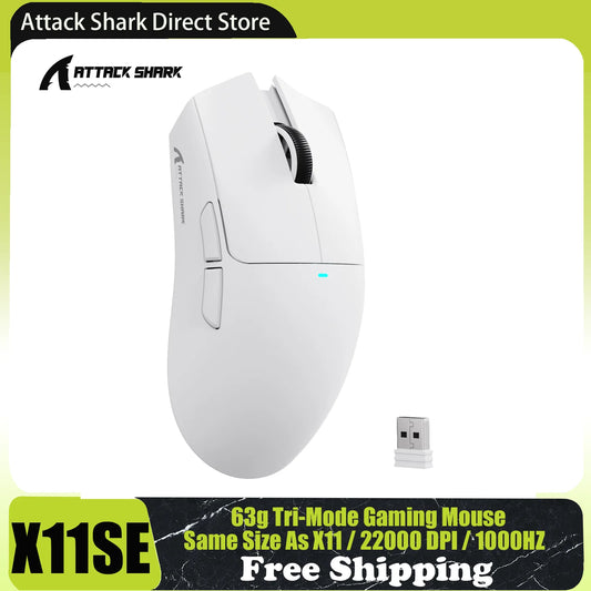 ATTACK SHARK X11SE Wireless Gaming Mouse, Tri-Mode Superlight Mouse with PAW3311 Sensor, 22000 DPI, 63g Ultra-Light RGB Gaming Mouse for PC, Laptop & Esports