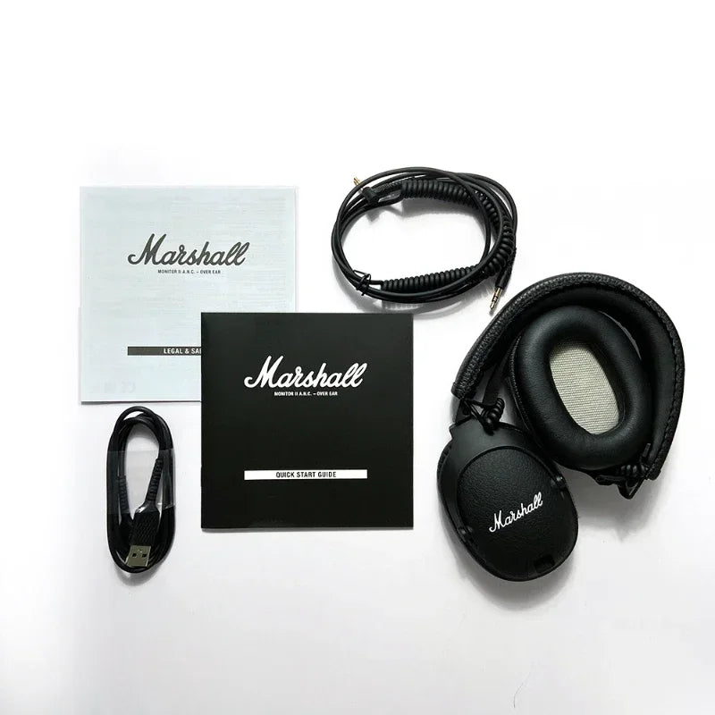 Auscultadores sem fios com cancelamento de ruído Marshall MONITOR II A.N.C. – Headset Bluetooth premium over-ear com graves profundos, microfone e áudio para gaming