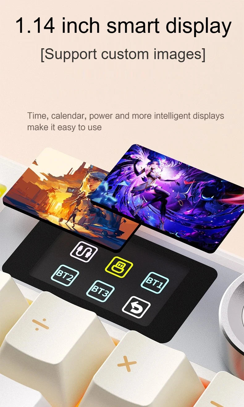 Teclado Mecânico AULA F108 PRO Personalizado Layout 100% Retroiluminação RGB Sem Fios Bluetooth Interruptores Hi-Fi Teclado Gaming