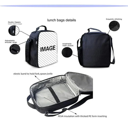 Classic Game Fortnites Child Insulated Large Capacity Bag for Boy &Girl Student Outdoor Picnic Resuable Thermal Cooler Lunch Box