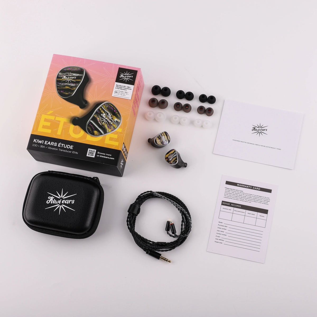 Linsoul Kiwi Ears Étude HiFi IEM Earphones Beryllium DD + 3BA Hybrid Wired Earbuds with KVT Vibration Transducer Precision Tuning