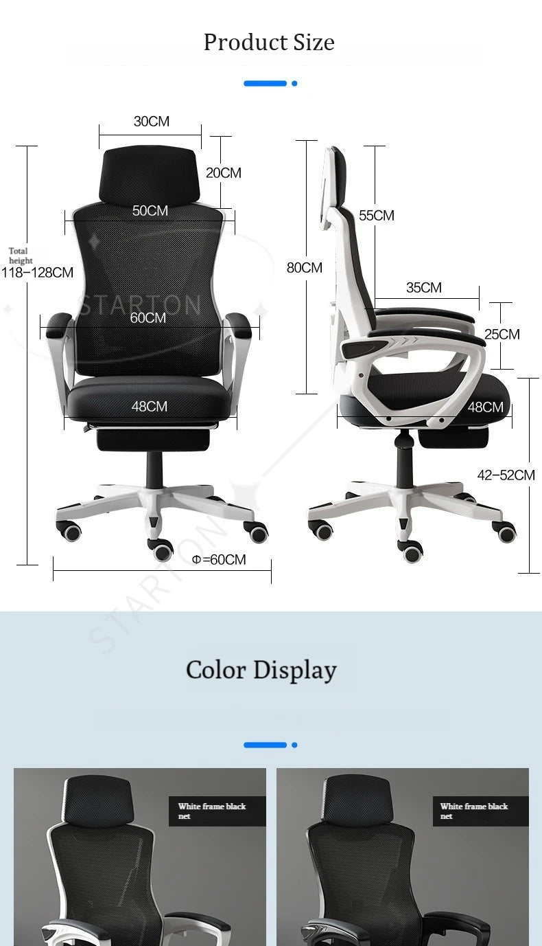 High Density Mesh Office Chair with Footrest, Ergonomic Home Office Chair, Adjustable Executive Swivel Chair with Comfortable Foam Seat