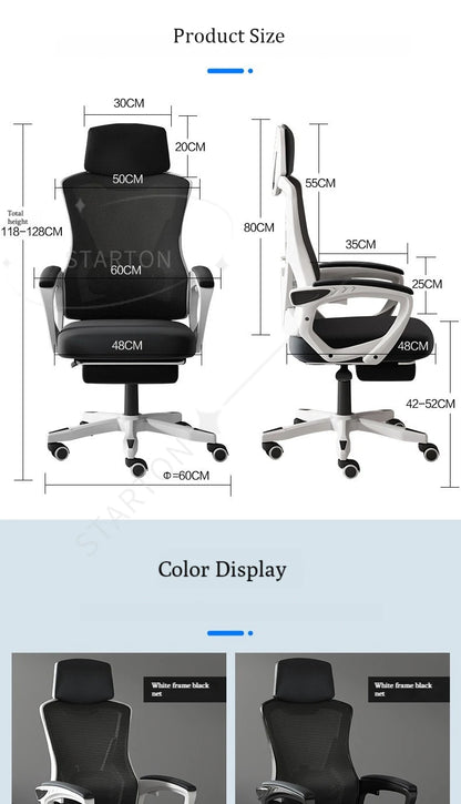 High Density Mesh Office Chair with Footrest, Ergonomic Home Office Chair, Adjustable Executive Swivel Chair with Comfortable Foam Seat