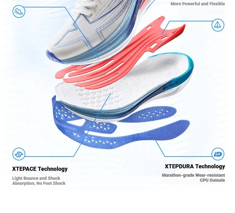 Xtep One Piece Modeling 5.0 Impact-Resistant Male‘s Combat Lightweight Quick-Drying Marathon Running Sneakers 874219110036