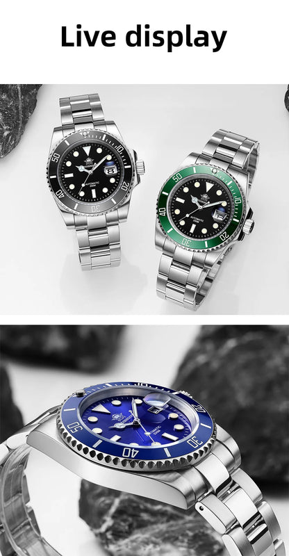 ADDIESDIVE Luxus-Automatikuhr für Herren 8215 Mechanische Uhr BGW9 Leuchtend Saphirglas Taucheruhr für Herren Analoguhr AD2503