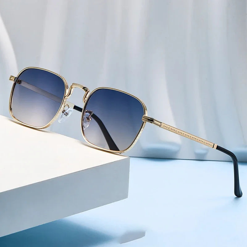 New Square Oval Metal Sunglasses Fashionable Retro Men Sunglasses Women Personalized Uv Resistant Eyeglass Luxury Design Uv400