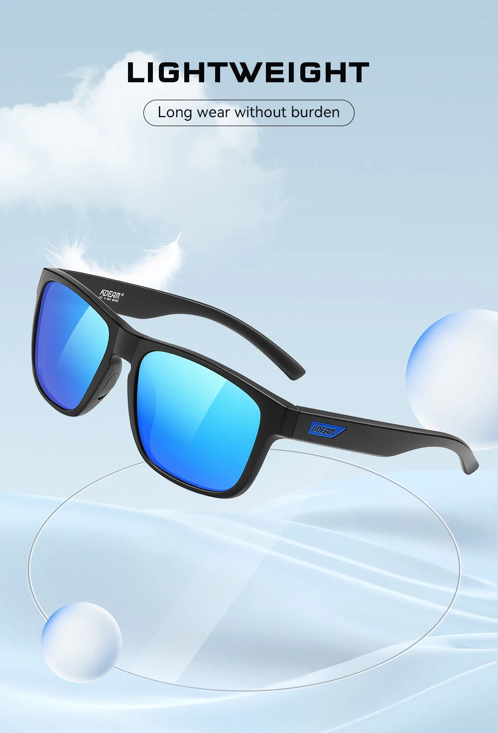 KDEAM XXL Size Men's Polarized Sunglasses Outdoor Sports Goggles Overall Width 155mm Extra Large Sunglass