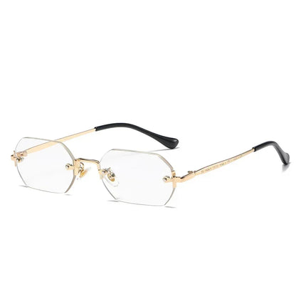 Vintage Rimless Polygon Sunglasses Women Men Luxury Brand Designer Popular Travel Small Frame Sun Glasses Ladies
