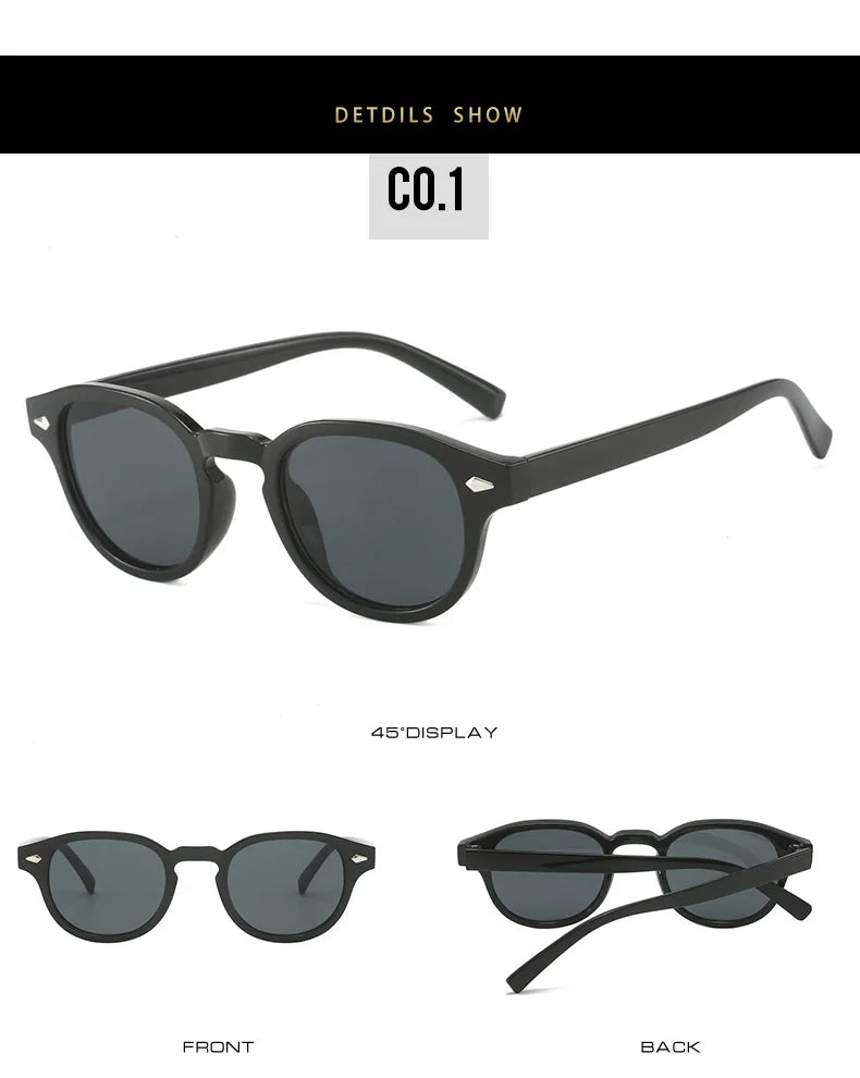 Simple Vintage Round Sunglasses Women Men 2025 Luxury Brand Design Retro Rivet Yellow Blue Lens Square Sun Glasses Female UV400