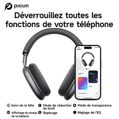 Picun F8 Pro ANC Wireless Headphones with 3D Spatial Audio, Bluetooth 5.4 Head Tracking, -52dB Noise Cancelling, HiFi Gaming Headset