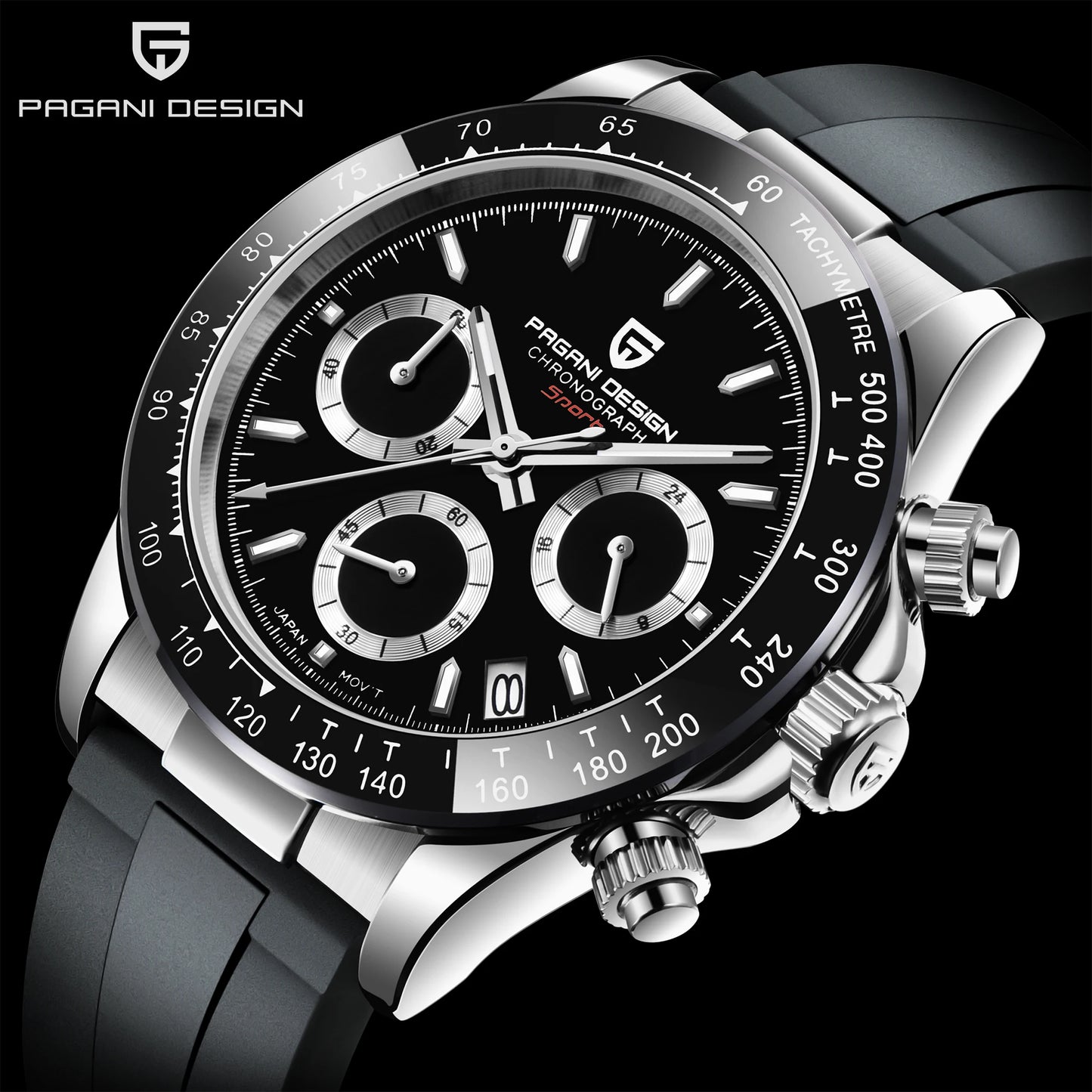 PAGANI DESIGN New Gold Blue Luxury Quartz Watch For Men Gift Box VK63 Movt Chronograph Sapphire Crystal Stainless Steel Watch