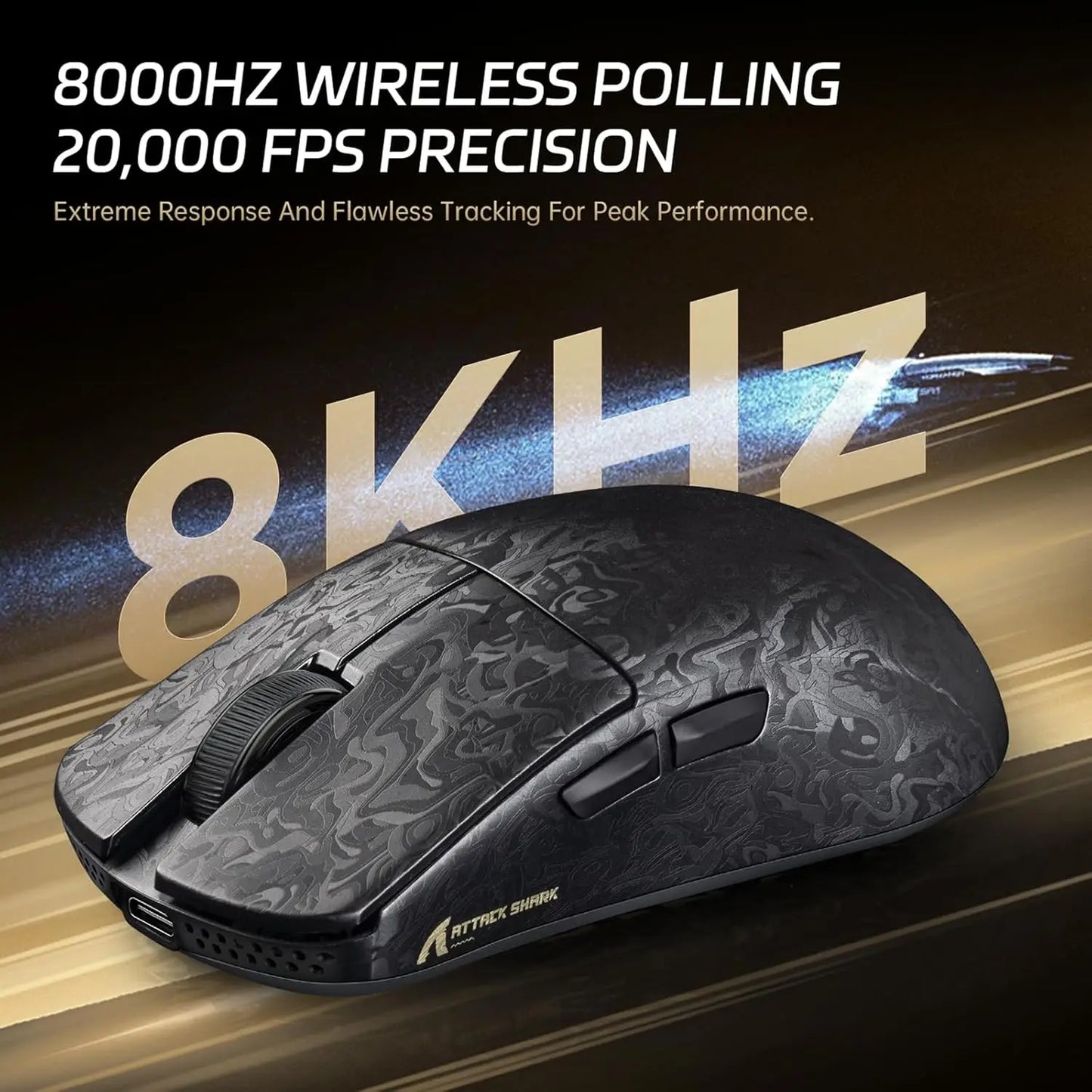 ATTACK SHARK R11 ULTRA 49g od karbonskih vlakana 8000Hz bežični gaming miš, 42000 DPI, 20000 FPS, PAW3950MAX, Nordic 52840 čip