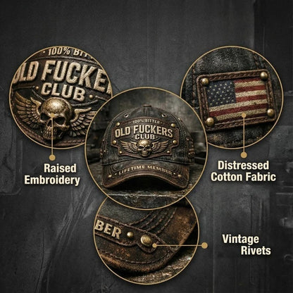 American Distressed Cotton Baseball Cap with Unique Embroidered Lettering Skeleton Motorcycle Style baseball Hat Outdoor Sun Hat