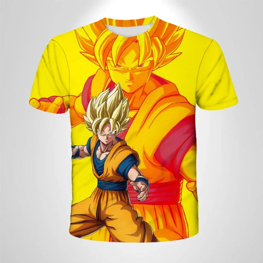 2026 Children's Breathable Short-sleeved Japanese Anime Dragon Ball Z Goku Goku Saiyan Men's Short-sleeved T-shirt,Sports Top