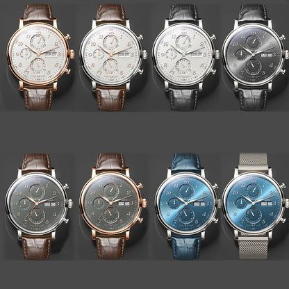 Luxury Brand Switzerland LOBINNI Ewiger Kalender Automatische mechanische Herrenuhr Saphirglas Multifunktionsuhr L13019-8