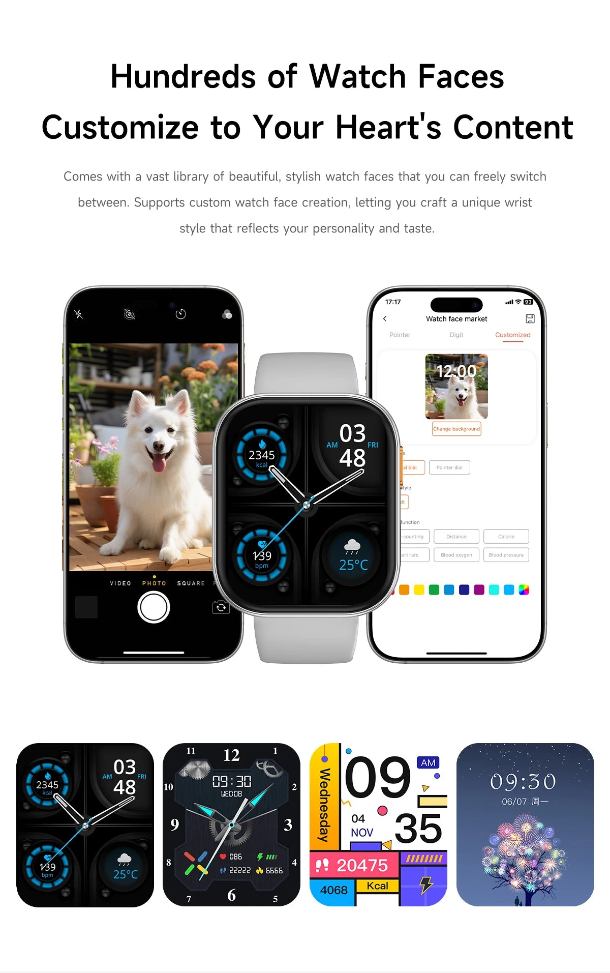 New 1000mAh Battery Smart Watch Women Heart Rate Sleep Monitoring Bluetooth Call IP68 Waterproof Smartwatch Men For Android IOS