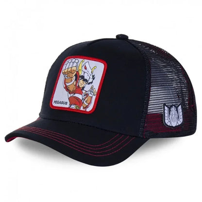 Saint Seiya pamut anime rajzfilm snapback pamut baseball sapka férfiak nők hiphop apa hálós teherautós sapka dropshipping