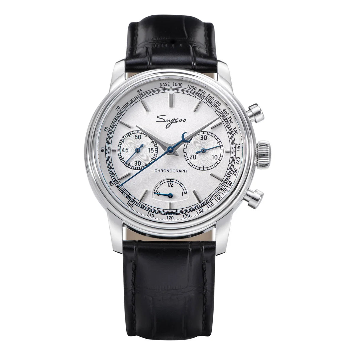Sugess Watch of Men Pilot 1963 Wristwatches ST1906 Chronograph Handwind Movement Domed Sapphire Waterproof PowerReserve Lume V2
