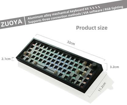 ZUOYA LMK66 3 Mode Mechanical Keyboard Kit Aluminum Wireless Gaming Keyboard 60% Bluetooth 2.4G RGB Hotswap  Gasket Structure