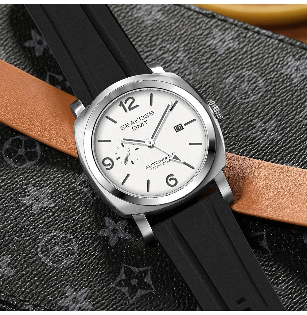 SEAKOSS 100m Diving Men GMT Automatic Mechanical Watches 1963 Clock 2557 Seagull Movement Super Luminous Sapphire Wristwatches