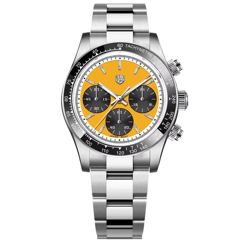 RollsTimi men’s watch – Luxury quartz chronograph, sapphire crystal with anti-reflective coating, water-resistant, luminous – Gift idea for men