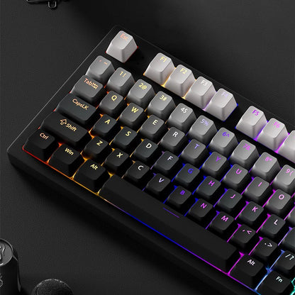 Teclas Gamer RGB retroiluminadas em degradé para teclado mecânico com switch MX, perfil OEM, PBT, branco e azul, layout ISO, teclas DIY