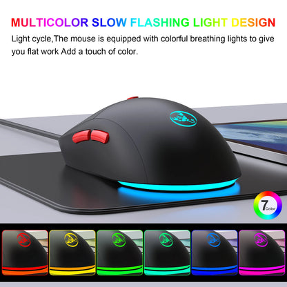 Rechargeable 2.4G USB Wireless Mouse, RGB Wireless Mouse with 3600 DPI, Ergonomic Rechargeable Wireless Mouse for Laptop, PC, Home Office & Gaming