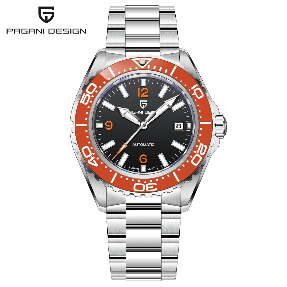 Pagani Design Top Brand New Men's Mechanical Watch Luxury Sapphire Stainless Steel 100m Waterproof Ceramic Bezel Automatic Watch