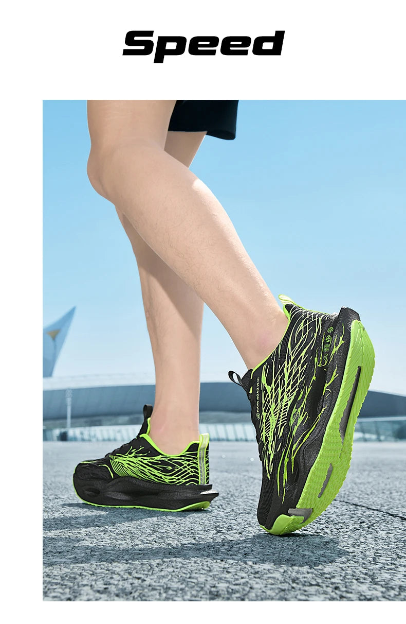 Men Women Ultra Light Carbon Plate Running Shoes Breathable Mesh Upper Soft Midsole Rubber Outsole for Running Training Sneakers
