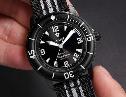 CADISEN Deep Explorer 2025 New Automatic Mechanical Watch Man Canvas Strap Wristwatch 8215 Luxury Luminous Waterproof Watches