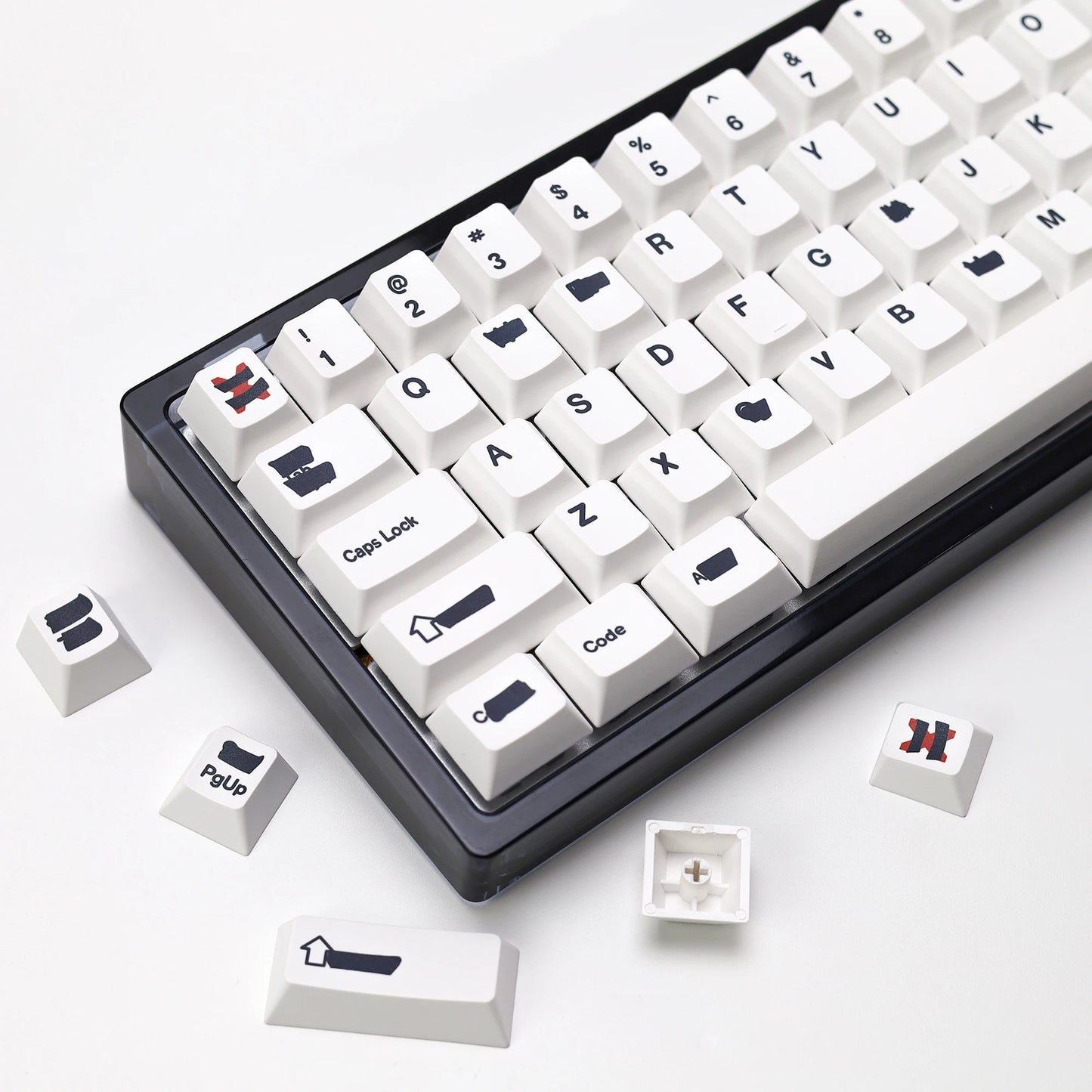 KBDiy Retro GMK Redacted Keycaps White ISO Cherry Profile PBT Keycap Alice Spacer Bar 7u For 60 Mechanical Keyboard MX Switch