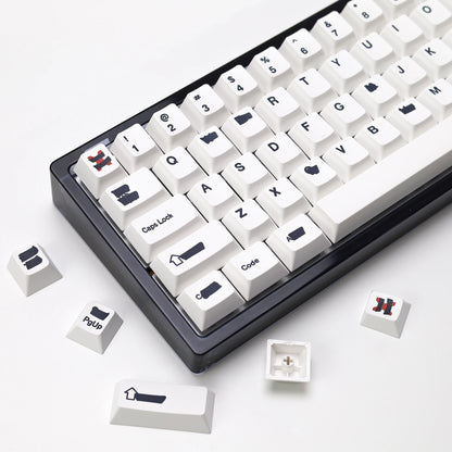 KBDiy Retro GMK Redacted Keycaps White ISO Cherry Profile PBT Keycap Alice Spacer Bar 7u For 60 Mechanical Keyboard MX Switch