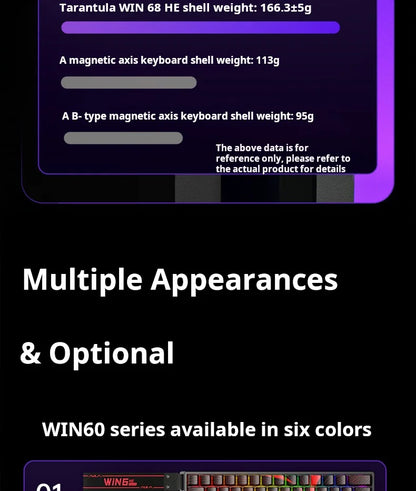 Teclado Mecânico Personalizado AULA WIN60 HE com Ligação com Fio, Eixo Magnético RT para E-sports, Taxa de Polling 8K