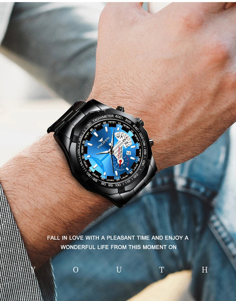 BINBOND Orginal Quartz Wristwatches For Men Luxury Luminous Waterproof Auto Date Men's Watch Stainless Steel Reloj Free Ship