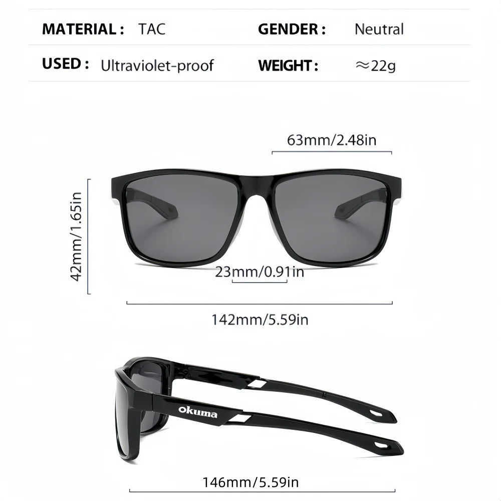 Okum fashion polarized glasses UV400, anti UV, anti glare, strong light, suitable for cycling, driving, fishing, etc