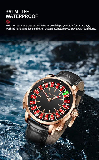 PINDU Watch Top Brand Luxury Upgraded Version Button Roulette Men's Mechanical Watch Stainless Steel NH35A Sapphire Glass Watch