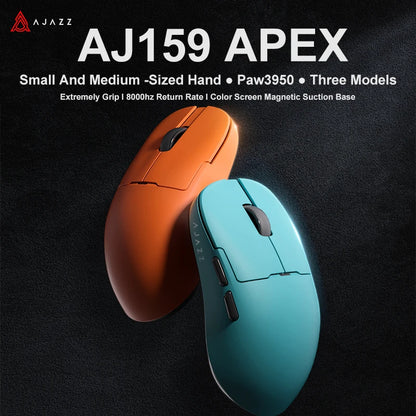 AJAZZ AJ159 APEX belaidė žaidimų pelė, lengva RGB žaidimų pelė su magnetine įkrovimo stovele, „Bluetooth“ ir 2.4GHz, iki 30,000 DPI, skirta stacionariems kompiuteriams ir nešiojamiesiems kompiuteriams
