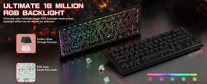 ATTACK SHARK X68PRO HE 60% Wireless Rapid Trigger Gaming Keyboard,Adjustable Actuation,8K,Hall Effect Magnetic Switch,Tri-mode