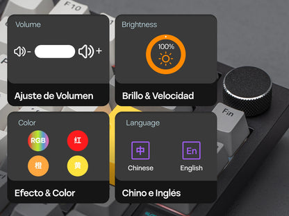 Teclado mecânico ISO-ES EPOMAKER X AJAZZ AK820 PRO 75% com layout espanhol, com fios/2.4GHz/BT, ecrã e botão rotativo para PC/Mac