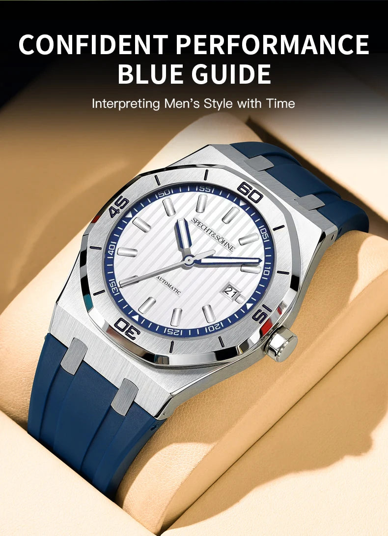 New Luxury Specht & Söhne Automatic Mechanical Watches Japan 8215 Movt Stainless Steel Watch Sapphire Crystal Waterproof 40MM